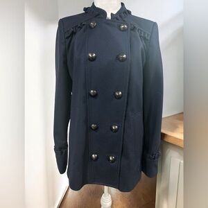 French Connection‎ Double Breasted Virgin Wool Coat Navy Size 8